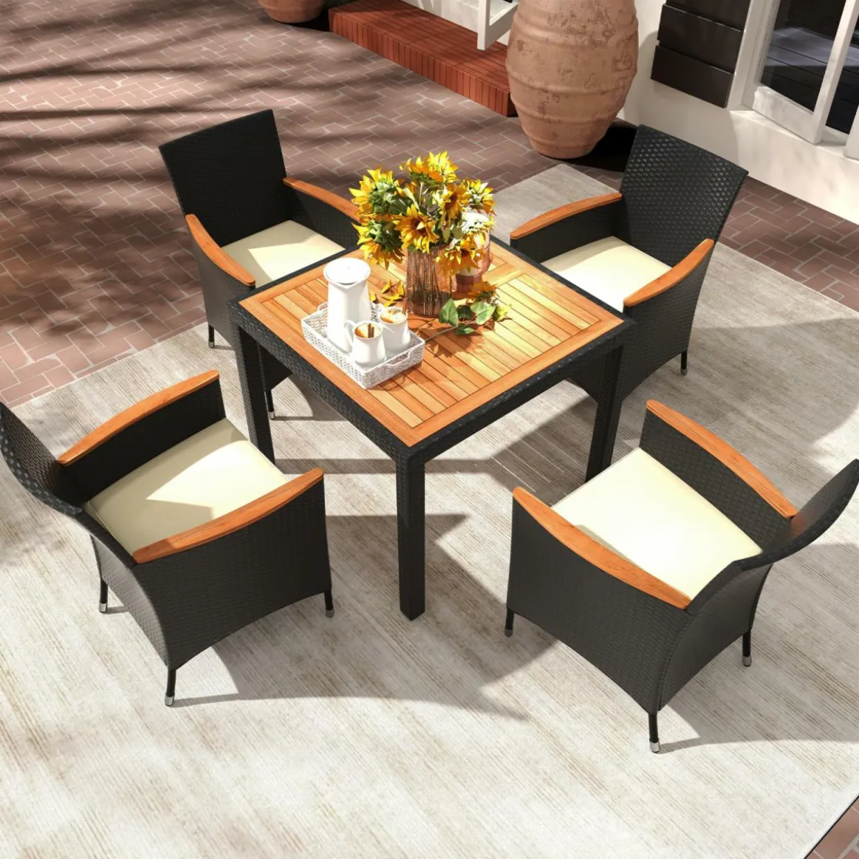 Tangkula 5 Pieces Patio Dining Table Set for 4