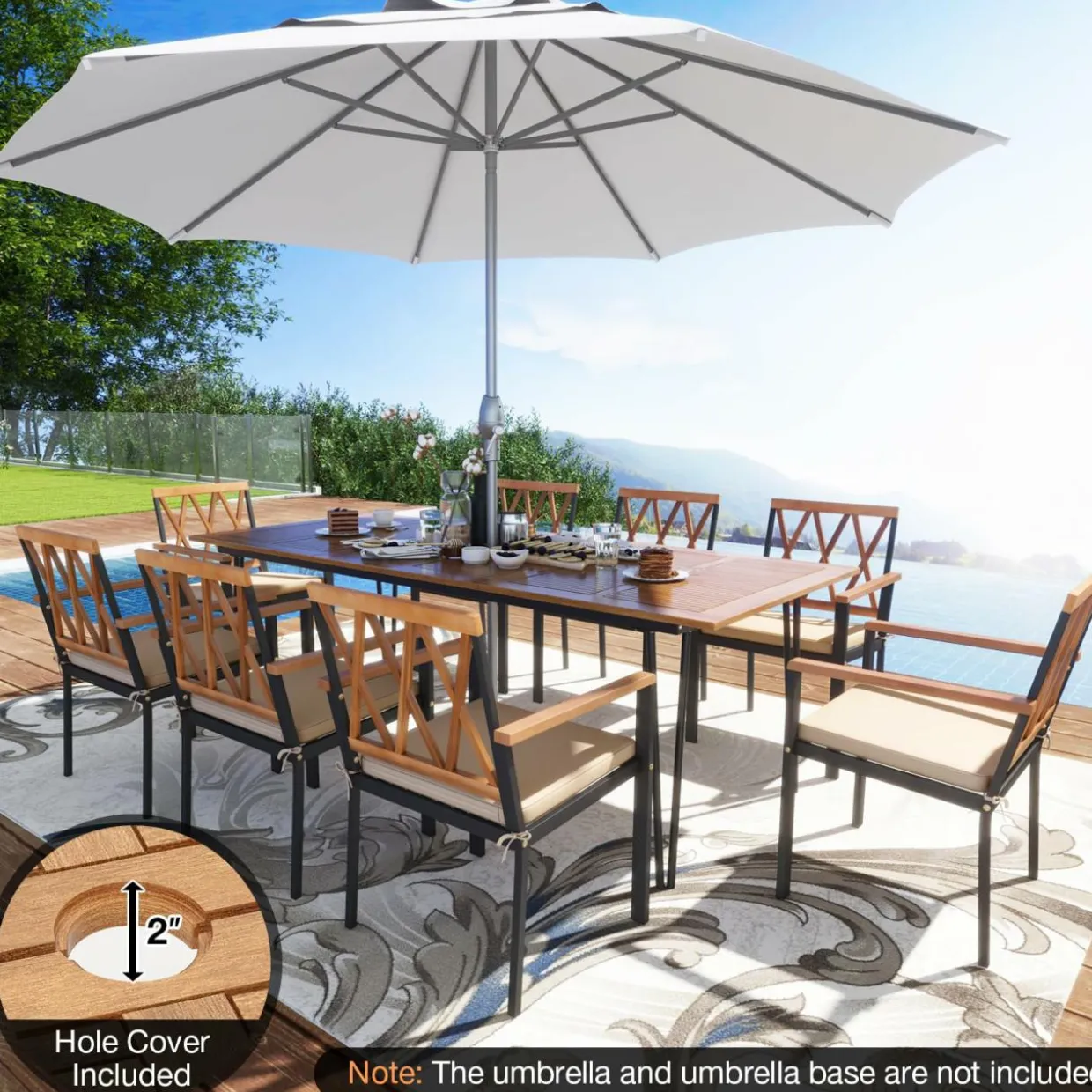 Tangkula 9 Pieces Patio Dining Set, Outdoor Furniture Set w/ 8 Chairs