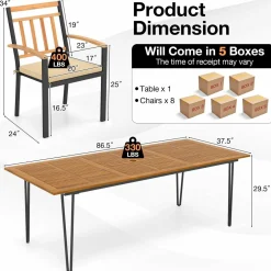 Tangkula 9 Pieces Patio Dining Set