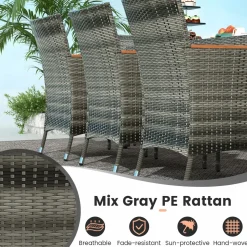 Tangkula 11 Pieces Patio Dining Set with 15 ft Double-Sided Patio LED Umbrella (Base Included)