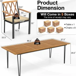 Tangkula 9 Pieces Patio Dining Set, Outdoor Furniture Set w/ 8 Chairs
