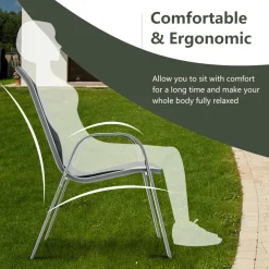 Tangkula 4 Pieces Patio Dining Chairs, Outdoor Stackable All Weather Heavy Duty Dining Chairs Set with Armrests