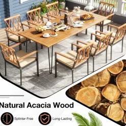 Tangkula 9 Pieces Patio Dining Set, Outdoor Furniture Set w/ 8 Chairs