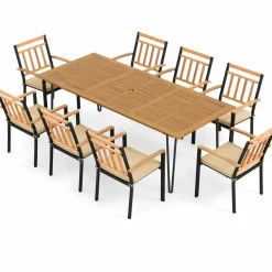 Tangkula 9 Pieces Patio Dining Set