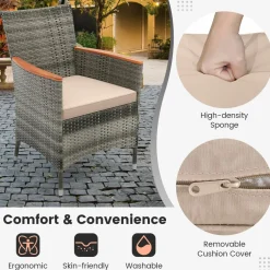 Tangkula 11 Pieces Patio Dining Set with 15 ft Double-Sided Patio LED Umbrella (Base Included)