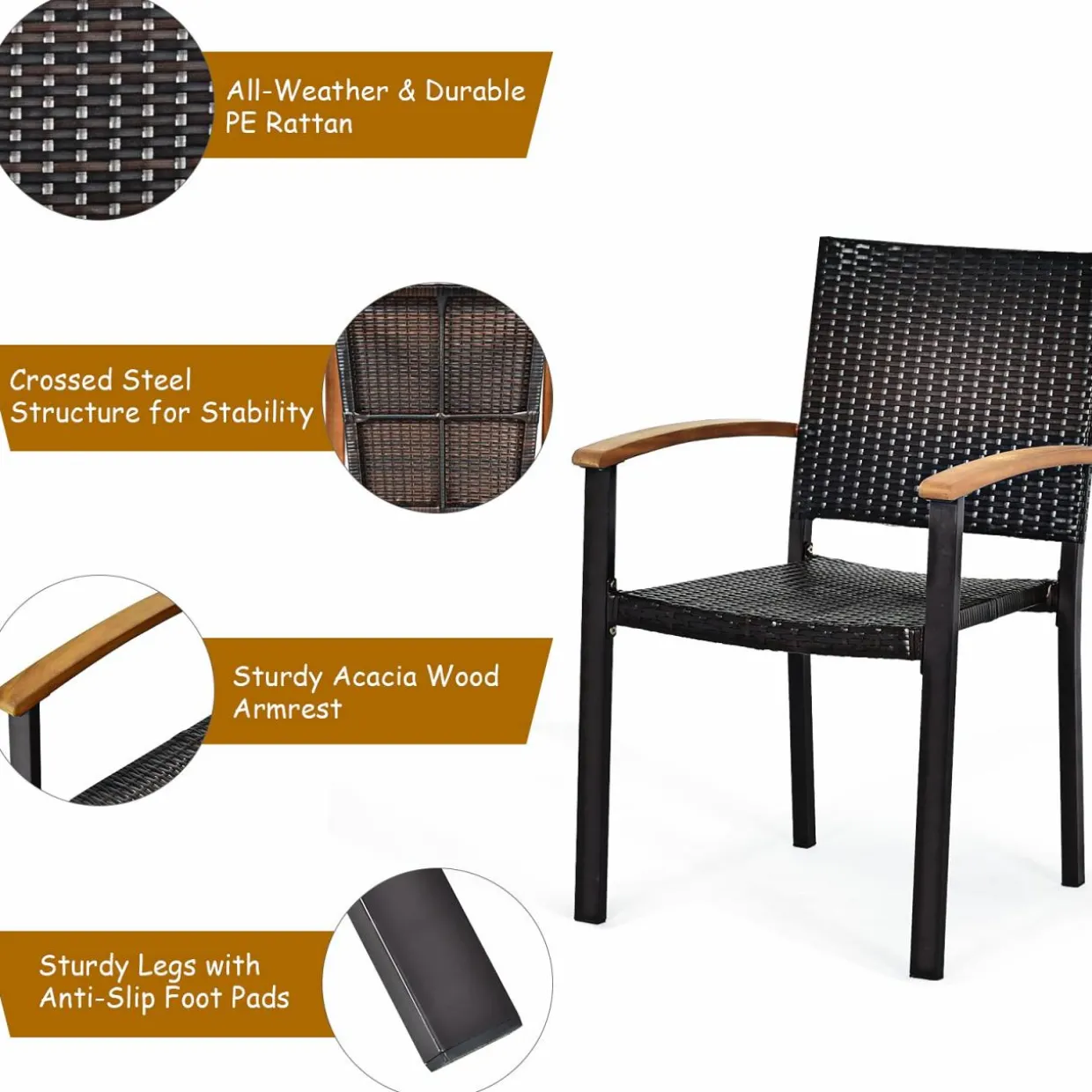 Tangkula 7 Pieces Patio Dining Set, Modern Conversation Set Umbrella Hole for Backyard Garden Poolside