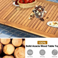 Tangkula 7 Pieces Patio Dining Set, Modern Conversation Set Umbrella Hole for Backyard Garden Poolside