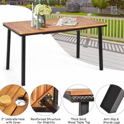Tangkula 7 Pieces Patio Dining Set, Modern Conversation Set Umbrella Hole for Backyard Garden Poolside