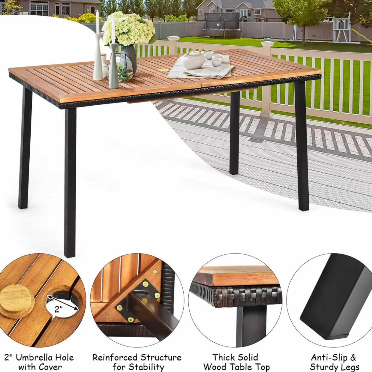 Tangkula 7 Pieces Patio Dining Set, Modern Conversation Set Umbrella Hole for Backyard Garden Poolside