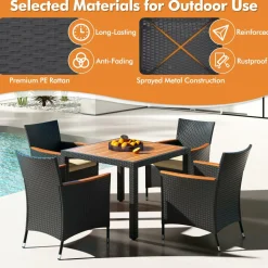 Tangkula 5 Pieces Patio Dining Table Set for 4