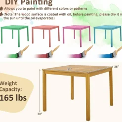 Tangkula 5 Pieces Patio Dining Set, 4 Wicker Armchairs and Square Acacia Wood Dining Table with 1.9” Umbrella Hole