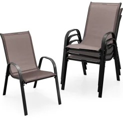 Tangkula 4 Pieces Patio Dining Chairs, Outdoor Stackable All Weather Heavy Duty Dining Chairs Set with Armrests