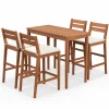 Tangkula 5 Pieces Patio Eucalyptus Wood Bar Set