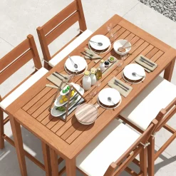 Tangkula 5 Pieces Patio Eucalyptus Wood Bar Set