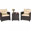 Tangkula 3 Pieces Patio Furniture Set, PE Rattan Wicker 3 Pcs Outdoor Sofa Set