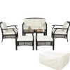 Tangkula 7 Pieces Patio Furniture Set, Outdoor Rattan Conversation Set with Waterproof Cover