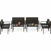 Tangkula 8 Pieces Patio Furniture Set, Patiojoy Heavy Duty Galvanized Metal Frame Outdoor Wicker Table and Chairs Set