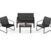 Tangkula 4 Pieces Patio Furniture Set, Outdoor Conversation Set with Tempered Glass Coffee Table