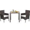 Tangkula 3 Pieces Patio Furniture Set, Outdoor Mix Brown Wicker Dining Set