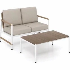 Tangkula 2 Pieces Patio Furniture Set, Outdoor Aluminum Conversation Set with Thick Cushions