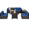 Tangkula 7 Pieces Patio Furniture Set with Fire Pit Table