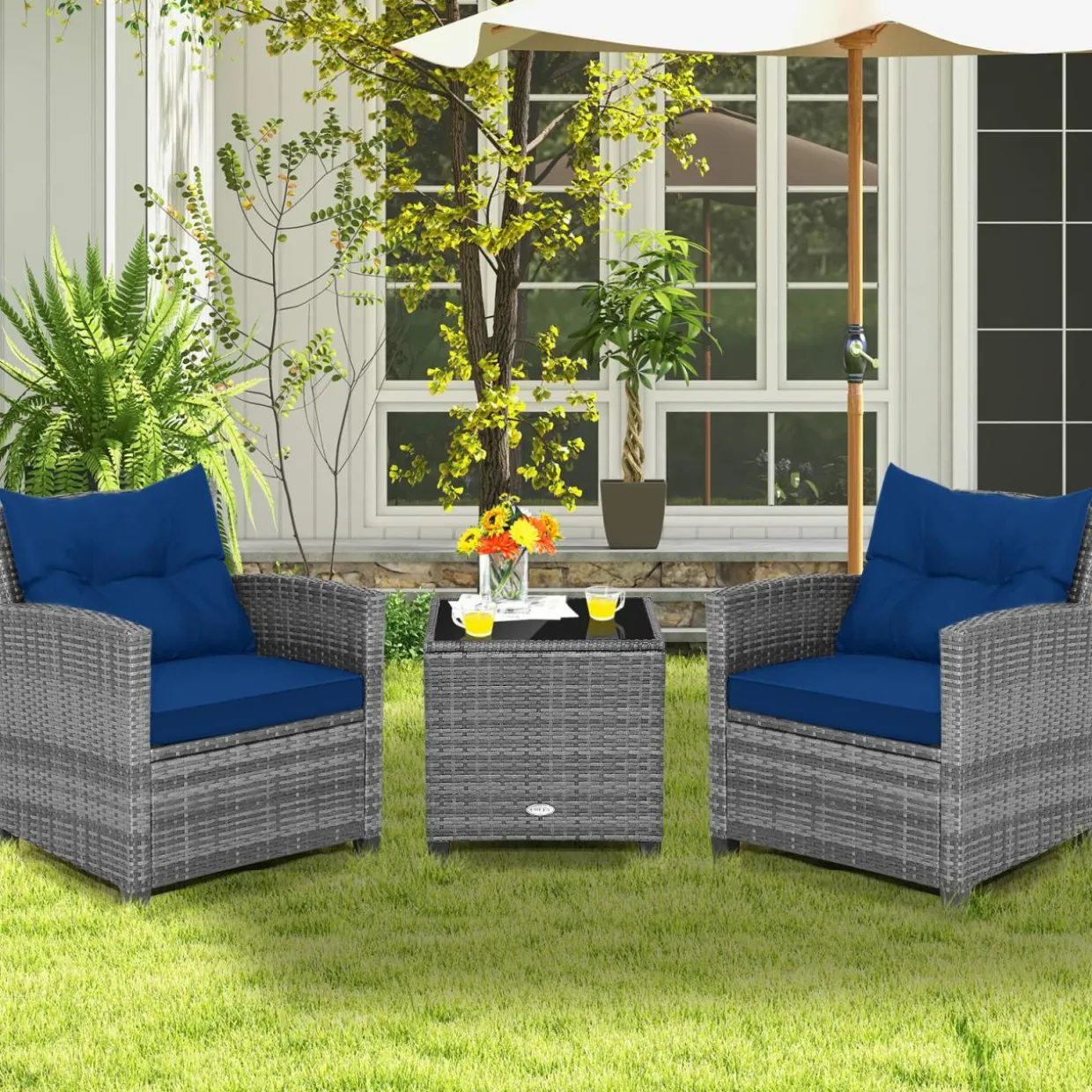Tangkula 3 Pieces Patio Furniture Set