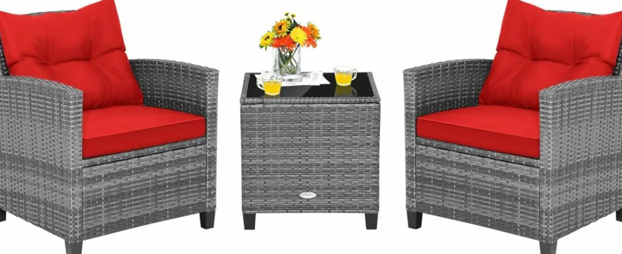 Tangkula 3 Pieces Patio Furniture Set