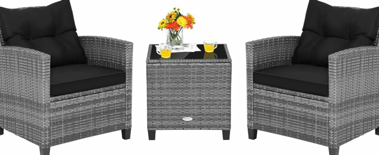 Tangkula 3 Pieces Patio Furniture Set