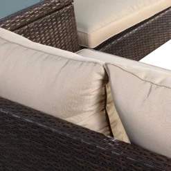 Tangkula 2 Pieces Patio Furniture Sofa Set, Patiojoy Wicker Conversation Set with Cushions and Sofa Clips