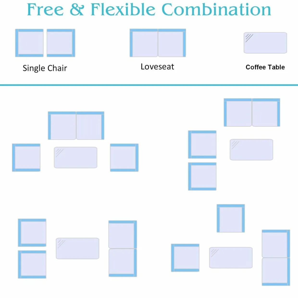 Tangkula 4 Pieces Patio Furniture Set, Outdoor Conversation Set with Cushions and Coffee Table