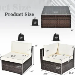 Tangkula 6 Pieces Patio Furniture Set, Outdoor Wicker Conversation Set with Glass Coffee Table