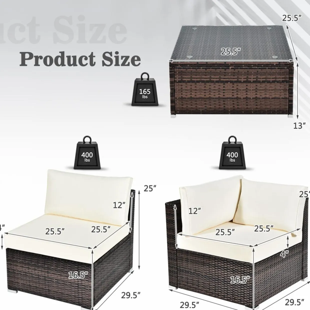 Tangkula 6 Pieces Patio Furniture Set, Outdoor Wicker Conversation Set with Glass Coffee Table