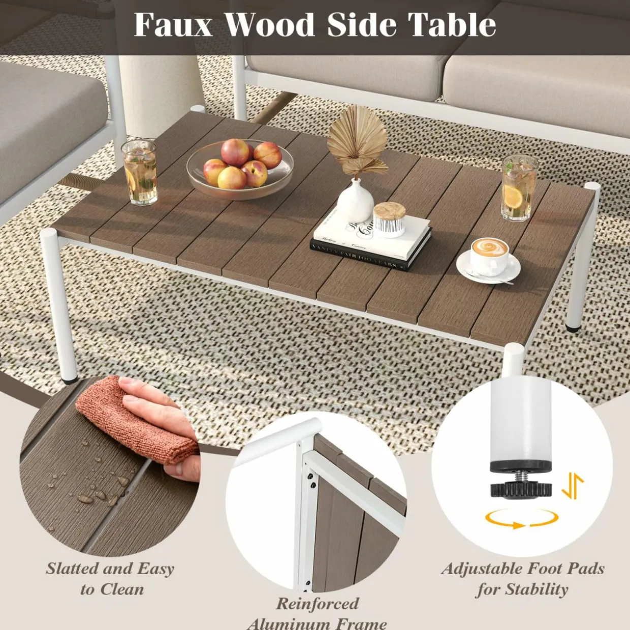 Tangkula 2 Pieces Patio Furniture Set, Outdoor Aluminum Conversation Set with Thick Cushions