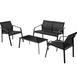Tangkula 4 Pieces Patio Furniture Set, Outdoor Conversation Set with Tempered Glass Coffee Table