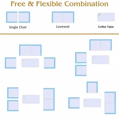 Tangkula 4 Pieces Patio Furniture Set, Outdoor Conversation Set with Cushions and Coffee Table