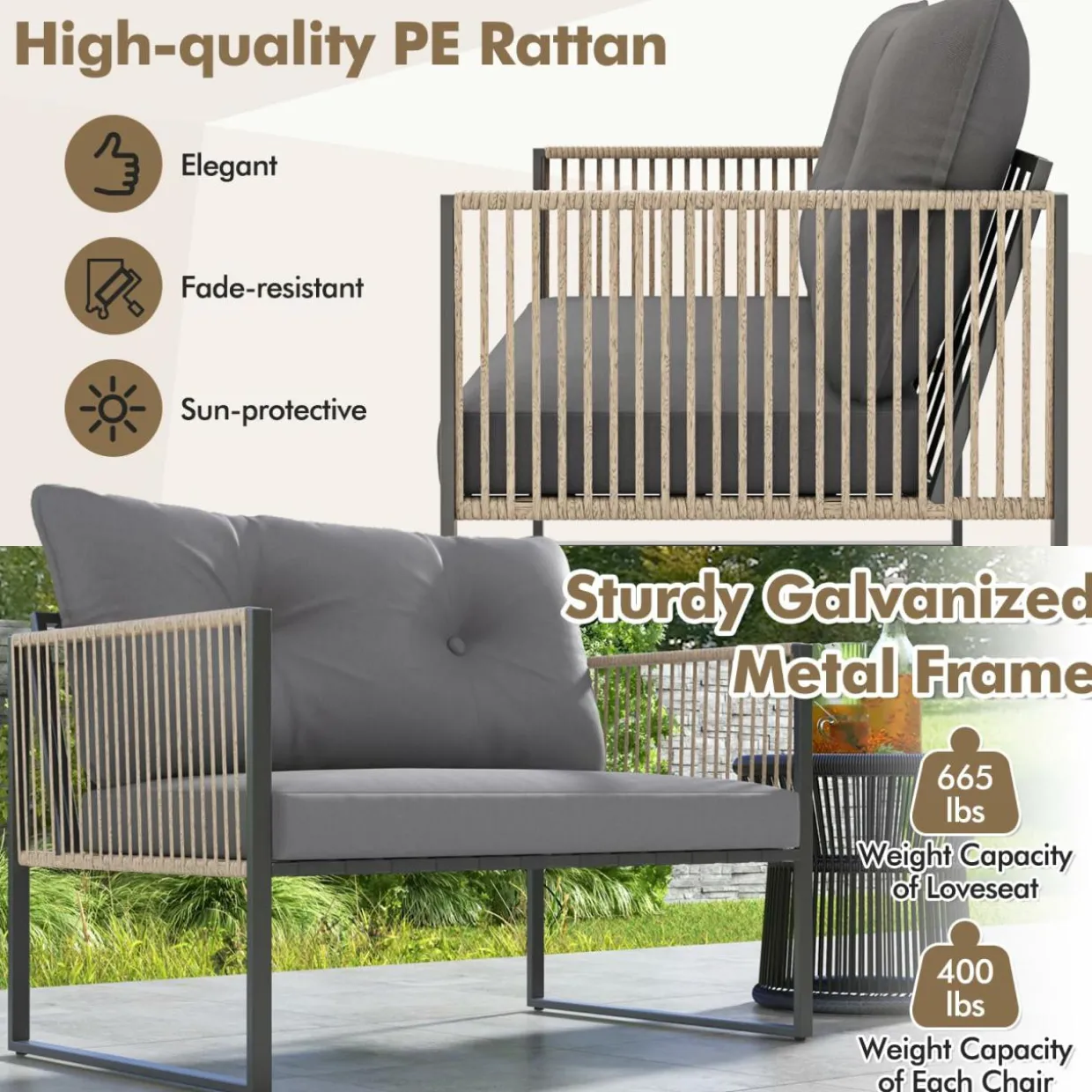 Tangkula 4/8 Pieces Patio Furniture Set