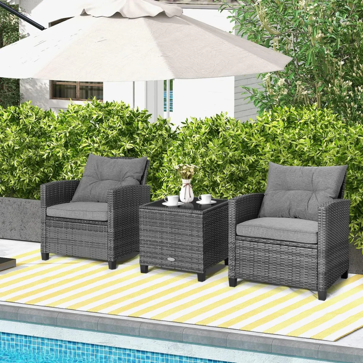 Tangkula 3 Pieces Patio Furniture Set