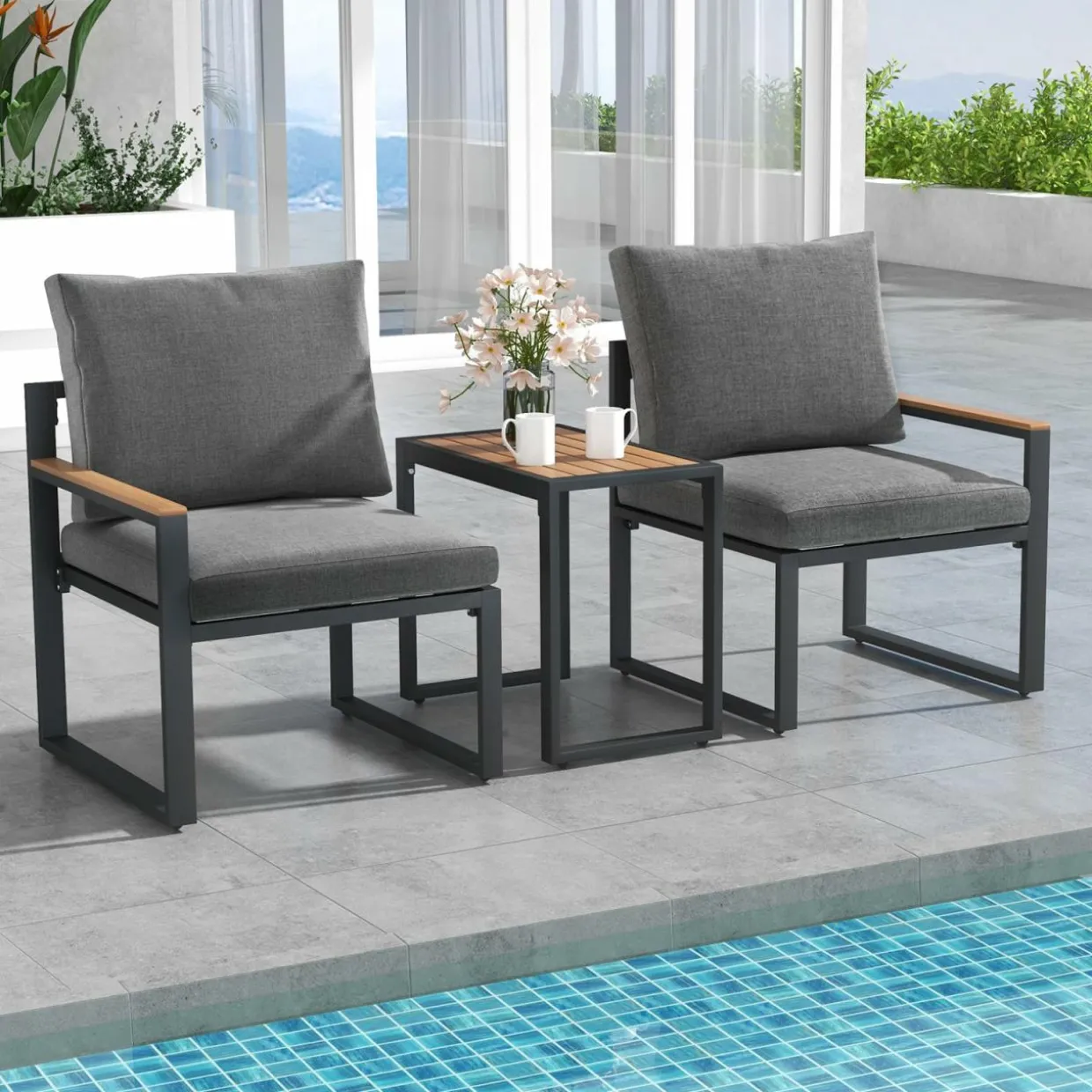 Tangkula 3 Pieces Patio Furniture Set