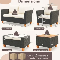 Tangkula 7 Pieces Patio Furniture Set, PE Rattan Sectional Sofa Set with Loveseat