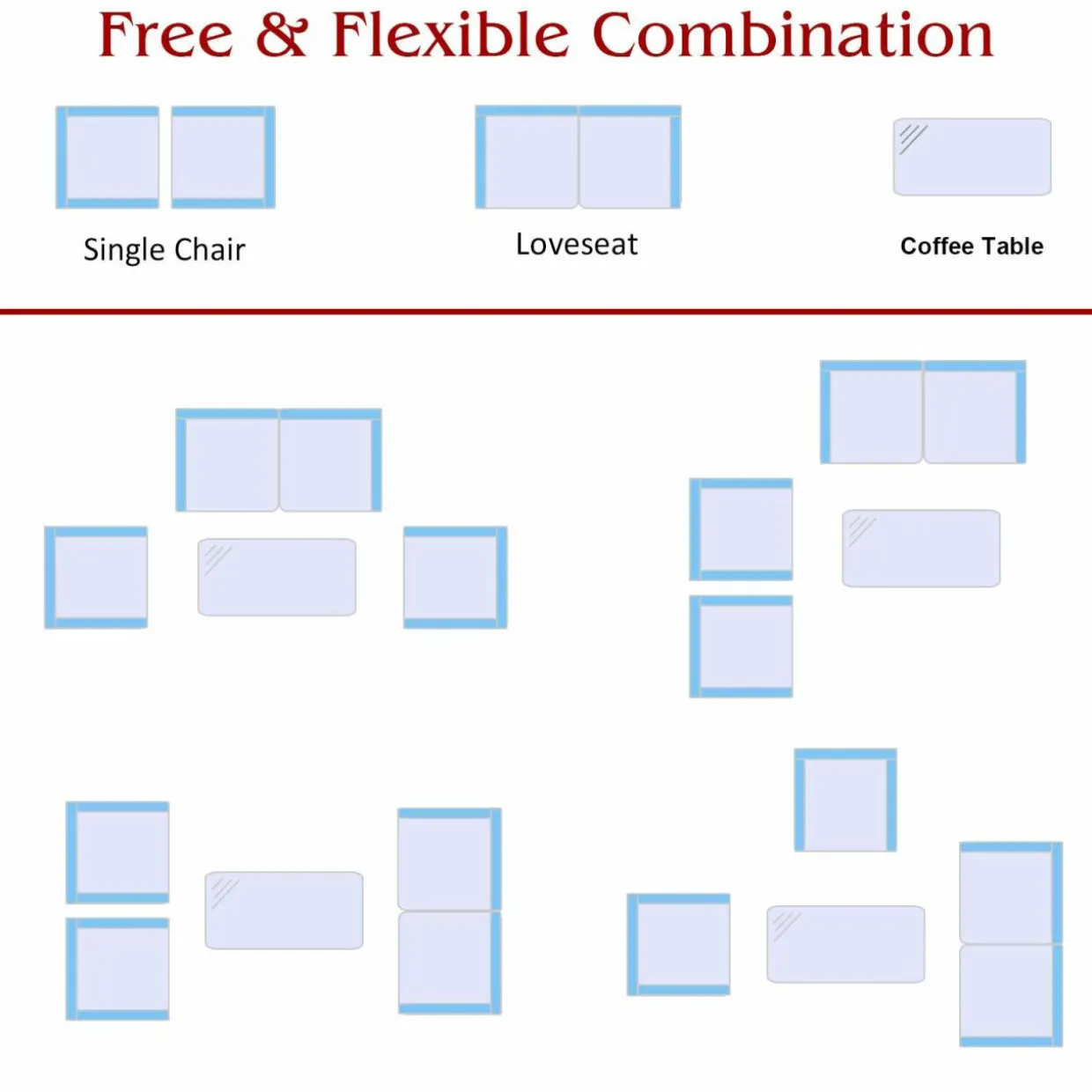 Tangkula 4 Pieces Patio Furniture Set, Outdoor Conversation Set with Cushions and Coffee Table