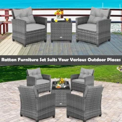 Tangkula 3 Pieces Patio Furniture Set