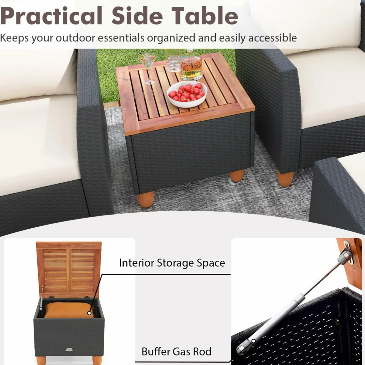 Tangkula 7 Pieces Patio Furniture Set, PE Rattan Sectional Sofa Set with Loveseat