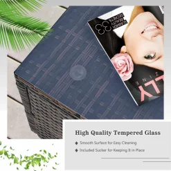 Tangkula 6 Pieces Patio Furniture Set, Outdoor Wicker Conversation Set with Glass Coffee Table