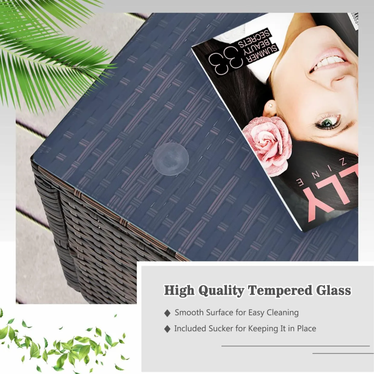 Tangkula 6 Pieces Patio Furniture Set, Outdoor Wicker Conversation Set with Glass Coffee Table