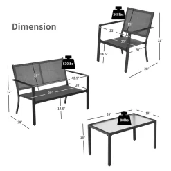 Tangkula 4 Pieces Patio Furniture Set, Outdoor Sectional Conversation Set