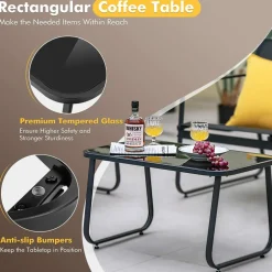 Tangkula 4 Pieces Patio Furniture Set, Outdoor Conversation Set with Tempered Glass Coffee Table