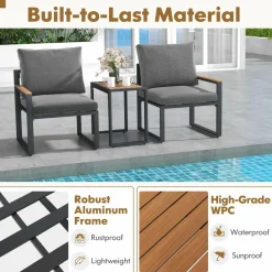 Tangkula 3 Pieces Patio Furniture Set