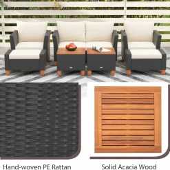 Tangkula 7 Pieces Patio Furniture Set, PE Rattan Sectional Sofa Set with Loveseat