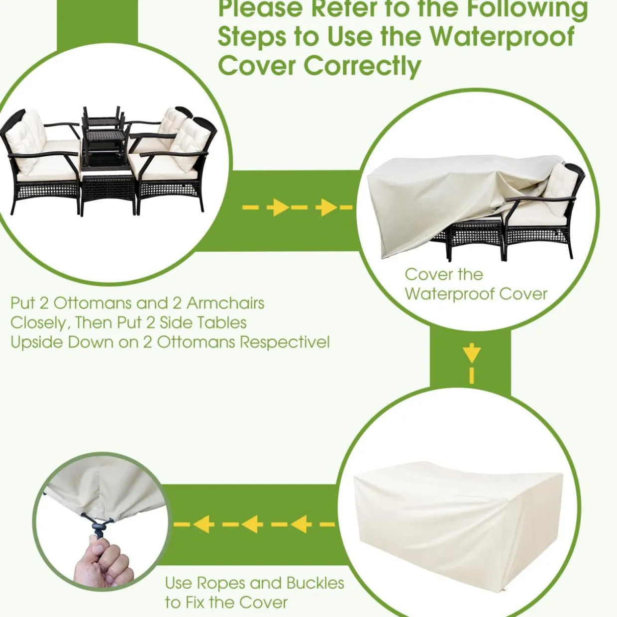 Tangkula 7 Pieces Patio Furniture Set, Outdoor Rattan Conversation Set with Waterproof Cover