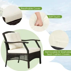 Tangkula 7 Pieces Patio Furniture Set, Outdoor Rattan Conversation Set with Waterproof Cover
